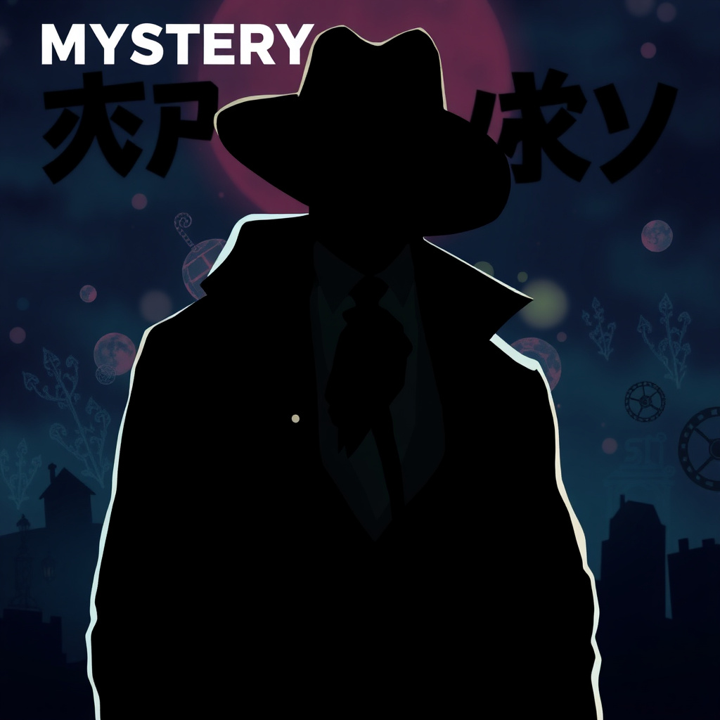 Mystery anime cover with a detective silhouette